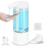 Seifenspender Automatischer Wandbefestigung mit Sensor Infrarot - 500ml Elektrischer Seifenspender Wand Ohne Bohren USB-C Wiederaufladbar PX5 Wasserdicht Soap Dispenser Set Für Küche Badezimmer (weiß)