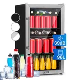 Klarstein Beersafe Getränkekühlschrank 98 L – Kühlschrank mit Glastür, Schwarz | LED-Beleuchtung, herausnehmbare Metallablagen, leise, Flaschenkühlschrank für Getränke & Dosen