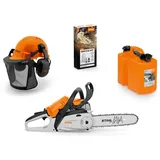 STIHL MS 162 C-BE, 30cm Set + Helmset + Benzinkanister + Service Kit 18 Benzin-Kettensäge