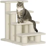 Pawhut Katzentreppe 4 Stufen Tiertreppe Treppe Für Katze Haustiertreppe Hundetreppe Aus Plüsch 61 X 41 X 60 Cm Cremeweiß