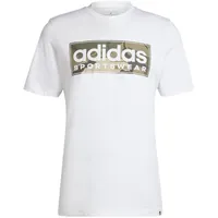 Adidas Herren Camo Linear Graphic Tee T-Shirt, White, XXL