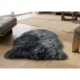 KUHFELL online & NOMAD Fellteppich Eches Lammfell Teppich Läufer Schaffell in Schwarz Grau Weiß Taupe, Atmungsaktiv, Feuchtigkeitsregulierend, Antibakteriell grau