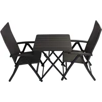 DM-Handel Balkonset Balkonset 3Tlg. Klappstühle Klapptisch Polyrattan, (Klappbare Tisch + klappbare Stühle platzsparend, 3-tlg., Bistro-Set Gartenmöbel Grau Neu) grau