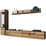 Feldmann-Wohnen Wohnwand, Braun, Holz, 4 Fächer, Rechteckig, 210x130x33 cm, Wohnzimmer, Wohnwände, Wohnwand-Sets