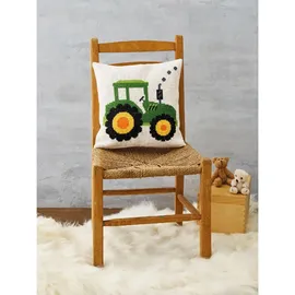 Permin Kreuzstich Stickpackung Kissen Vorderseite Traktor Zählmuster