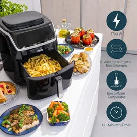 Princess 01.182080.01.001 Airfryer mit Dampffunktion mit Brotbackform und Pizzapfanne