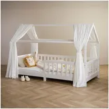 Idimex Baldachin Hausbett-Himmel Musselin NENA 2er Set – Weiss