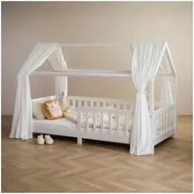 Idimex Baldachin Hausbett-Himmel Musselin NENA 2er Set – Weiss