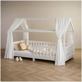 Idimex Baldachin Hausbett-Himmel Musselin NENA 2er Set – Weiss