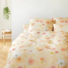 ELEGANTE Mako Jersey Bettwäsche Pastel gelb 135x200 cm + 40x80 cm - gelb;orange