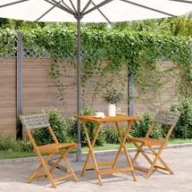 vidaXL 3-tlg. Bistro-Set Grau Poly Rattan und Massivholz