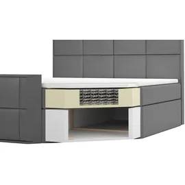 mebloland Boxspringbett BARD 160 x 200 mit 2 Bettkästen, Bonell-Matratze und Topper. Farbe: Grau - Grau