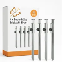 PRO PLUS Bodenhülse Edelstahl 50 cm Silber