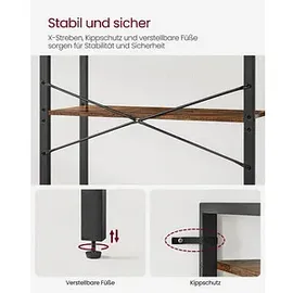 VASAGLE Bücherregal 66 x 30 x 153 cm Braun, Schwarz