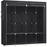 Songmics Stoffschrank, Kleiderschrank, 45 x 170 x 167 cm, 4 Hängefächer, mit Ablagen, 4 Seitentaschen, viel Platz, für Schlafzimmer, Wohnzimmer, schwarz RYG094B02