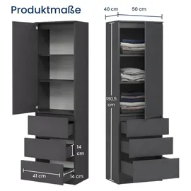home collective Kleiderschrank Mehrzweckschrank 50x40x180 cm Grau