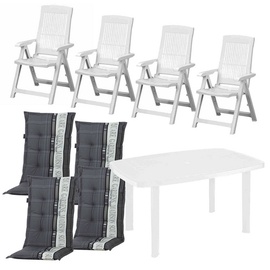 PROGARDEN »Tampa / Faro«, (Set, 9 tlg.), bestehend aus 4 Sessel, 4 Auflagen und 1 Tisch, grau