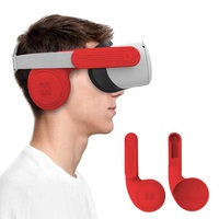 AMVR Silikon-Ohrenschützer, für Quest 2 VR-Headset, mit verbessertem Headset-Sound, Zubehör Kopfhörer-Verlängerungsabdeckung (Rot)