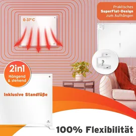Kesser KESSER® Infrarotheizung Energiesparend 2in1 Standgerät & Wandmontage Elektroheizung mit Fernbedienung Thermostat & App-Steuerung Timer Elektrisch Heizpaneel Heizung Konvektor Standfüße