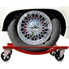 BITUXX 4 Stück Rangierhilfen Rangierroller Rangierheber Wagenheber Roller belastbar bis 450 kg pro Rangierroller Rot