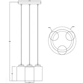 Nowa ROY 3-flg. 37 cm schwarz Glas, Metall
