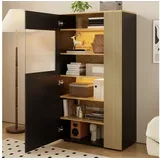 REDOM Sideboard mit LED 16 Farben (Wohnzimmerschrank, Buffet, Küchenschränke, 1 St., Organizer mit 3 festen und 2 verstellbaren Regalen), Aufbewahrungsschrank mit Kabelmanagement schwarz
