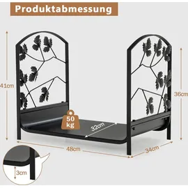 Costway Kaminholzregal Metall 41 cm bis 50 kg Schwarz