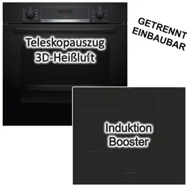 Bosch Herdset Hydrolyse Teleskopauszug + Induktionskochfeld Booster-Funktion