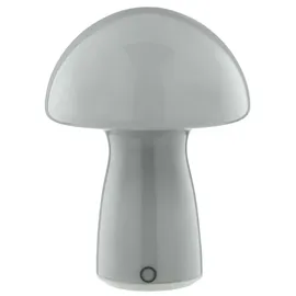 Lightbox LED Akku Pilzleuchte aus Glas, 250 lm, 2700 K, H 22 cm, dimmbar, grau - Grau