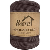 Uiopa Makramee Garn 3mm x 300m Braun Baumwollgarn Natürliches Makramee-garn DIY Macrame Cord Dicke Kordel Seil Makramee Zubehör für Makramee Wandbehang, Vorhang, Hängepflanze, Wanddekoration