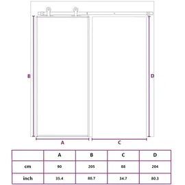 vidaXL ESG-Glas Schiebetür links 90 x 205 cm schwarz
