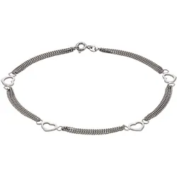 Zeeme Silber Fußkette Silber 925 mit Herz-Motiv 25cm lang