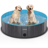 lunaoo Hundepool fur Große Hunde, Faltbare Schwimmbecken Hund Planschbecken Dog Pool, Tragbar PVC Hunde Pool Hundebadewanne Hundeschwimmbad für Große Kleine Hunde, Hellblau, 120 x 30 cm