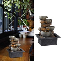 Zimmerbrunnen mit Beleuchtung │in Steinoptik Höhe 27,5 cm │Feng Shui Design │Springbrunnen mit Pumpe (1 x LED Brunnen Design7)