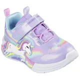 SKECHERS Sneaker SKECHERS "UNICORN CHASER", Mädchen, Gr. 21, bunt (lavendel, multifarben), Textil, Glitzer, animal-print, kontrastfarbene Details, Schuhe Sneaker, Klettschuh mit blinkendem Einhorn, Größenschablone zum Download