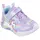 SKECHERS Sneaker SKECHERS "UNICORN CHASER", Mädchen, Gr. 21, bunt (lavendel, multifarben), Textil, Glitzer, animal-print, kontrastfarbene Details, Schuhe Sneaker, Klettschuh mit blinkendem Einhorn, Größenschablone zum Download