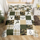 Loussiesd Camo Hirsch Bettbezug Set Hirsch Geweih Bettwäsche Set 135x200cm Hirsch Jagd Betten Set Cute Hirsch Schlafzimmer Dekor Geometrisch Plaid Bettdeckenbezug Bauernhofhouse Mit 1 Kissenbezug