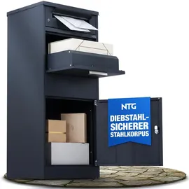 NTG Paketbox Wetterfester Stahl grau inkl. Zeitungsfach