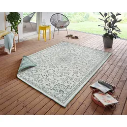 Teppich »LEYTE Wendeteppich«, rechteckig, 5 mm Höhe, In-& Outdoor, Teppich, Vintage, Wetterfest, Balkon, Garten, Wohnzimmer, 10723628-3 creme/grün 5 mm