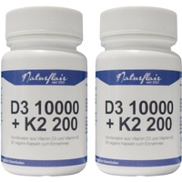 Vitamin D3 10.000 I.E. + Vitamin K2 200mcg 180 Kapseln MK7 Menachinon-7 IE IU
