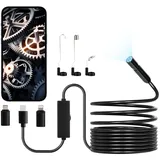 Vevor Endoskopkamera 1920P HD-Endoskop für Android iOS, Inspektionskamera mit 8 LED-Leuchten & 5 m langem Kabel, 2-fachem Zoom, wasserdichte IP67-Kanalkamera für Auto & Sanitär