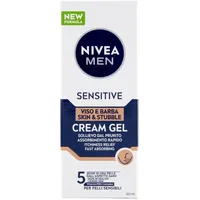 NIVEA MEN Sensitive Gesicht und Bart Cream Gel 50 ml, Gesichtscreme für Herren zur sofortigen Linderung von Reizungen und 24h Feuchtigkeit, Feuchtigkeitscreme und 2-in-1 Rasiercreme für empfindliche