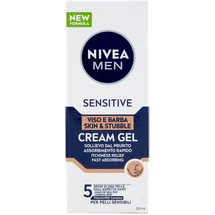 NIVEA MEN Sensitive Gesicht und Bart Cream Gel 50 ml, Gesichtscreme für Herren zur sofortigen Linderung von Reizungen und 24h Feuchtigkeit, Feuchtigkeitscreme und 2-in-1 Rasiercreme für empfindliche