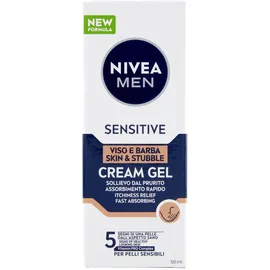 NIVEA MEN Sensitive Gesicht und Bart Cream Gel 50 ml, Gesichtscreme für Herren zur sofortigen Linderung von Reizungen und 24h Feuchtigkeit, Feuchtigkeitscreme und 2-in-1 Rasiercreme für empfindliche