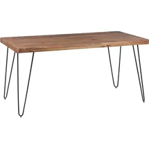 möbelando Esstisch BAGLI Massivholz Sheesham 160 cm Esszimmer-Tisch Holztisch Metallbeine Küchentisch Landhaus dunkel-braun - Braun