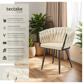 Tectake tectake® Esszimmerstuhl, Astano Samt, Knotendesign, schlanke Stahlbeine, 60,5 x 55 x 75 cm
