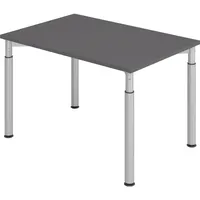 Hammerbacher YS12 höhenverstellbarer Schreibtisch grafit rechteckig, 4-Fuß-Gestell silber 120,0