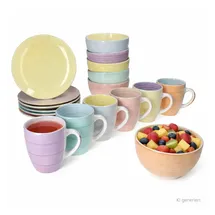 Mambocat Pastello Frühstücksset 18-tlg. pastell-Farben
