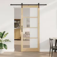 vidaXL Schiebetür mit Beschlagsatz 93x232 cm Massivholz Kiefer