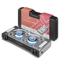 evocamp Gaskocher 2-flammig mit Piezozündung für Gaskartuschen MSF-1a 227g, ohne Gaskartuschen